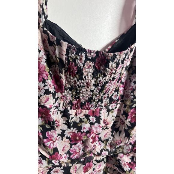 ASTR The Label Dress Large Keira Pink Floral Print Ruched Smocked Mini Dress - Picture 11 of 16